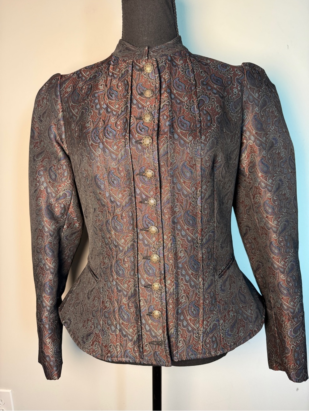 The Frontier Clothing Co Paisley Brocade Victorian Fitted Jacket Sz 6